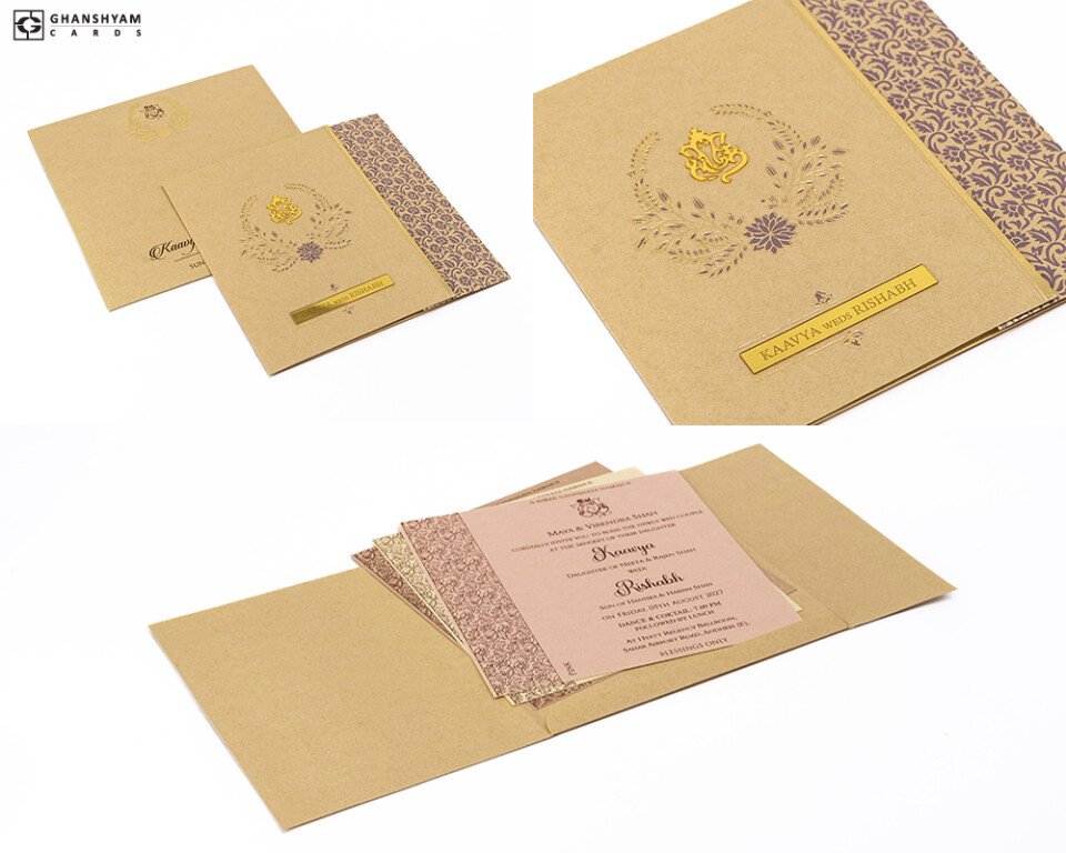 Economical Wedding Card RB 1906 Gold