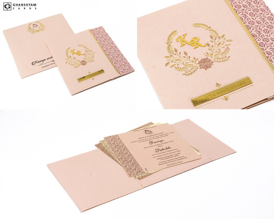 Economical Wedding Card RB 1906 Pink