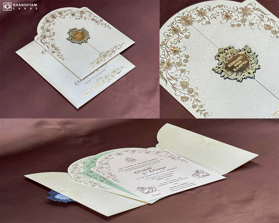 Door Shaped Wedding Card RB 2010 Cream