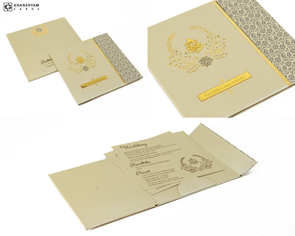 Centre Opening Door Style Wedding Card RB 2117 Pink