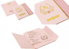 Centre Opening Door Style Wedding Card RB 2117 Pink