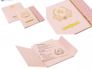 Centre Opening Door Style Wedding Card RB 2117 Pink