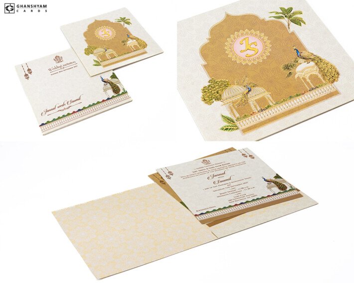 Peacock Theme Budget Wedding Card RB 2262