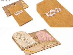 Velvet Suede Designer Wedding Card RB 2272 Gold