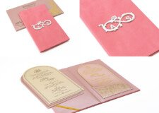 Velvet Suede Designer Wedding Card RB 2272 Pink