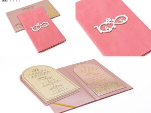 Velvet Suede Designer Wedding Card RB 2272 Pink