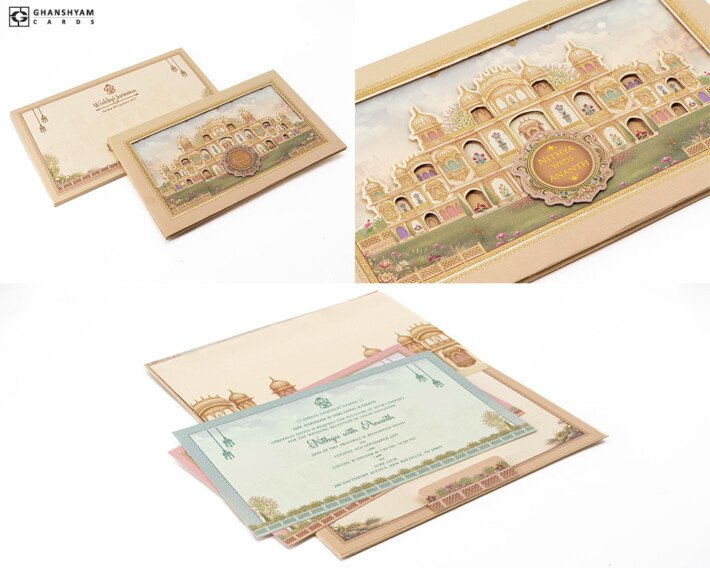 Multi Layered Designer Wedding Card RB 2338