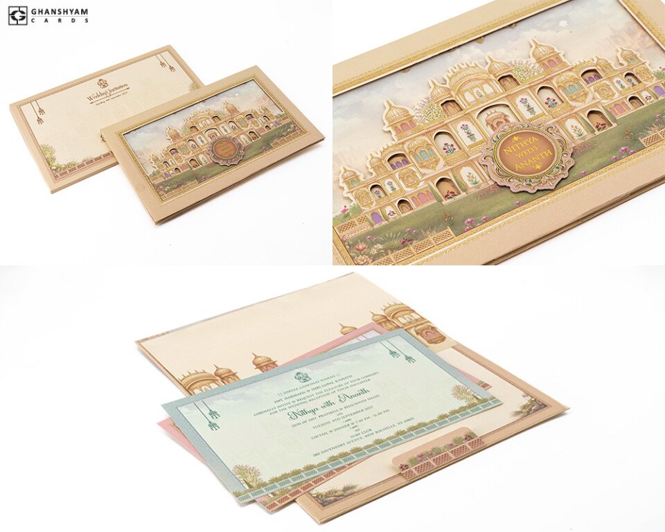 Multi Layered Designer Wedding Card RB 2338