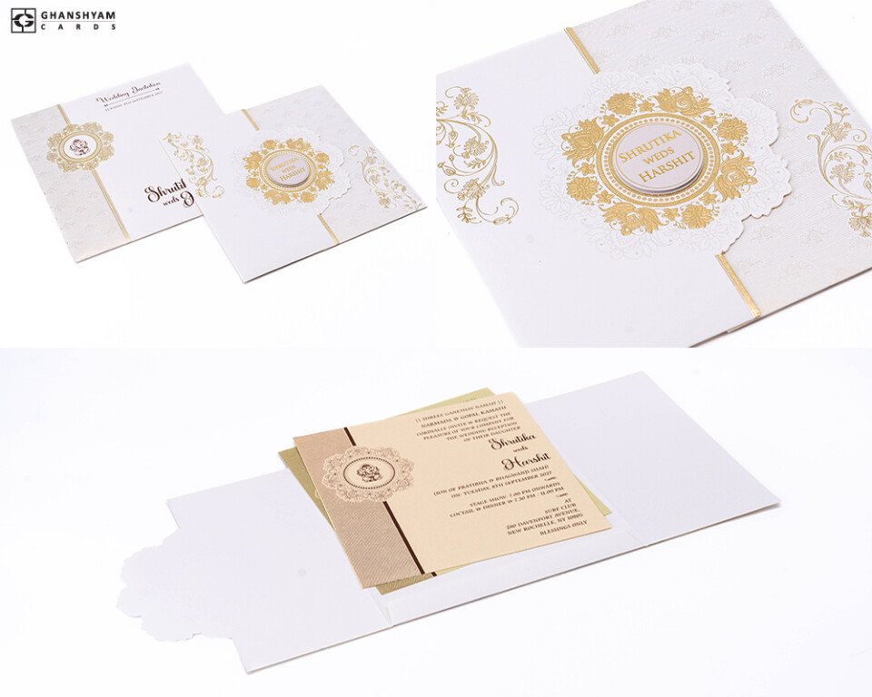 Designer Budget Wedding Card RB 2354 White