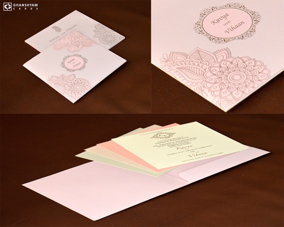 Designer Wedding Card RN 22419 PEACH