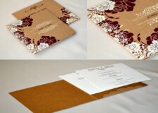 Khakhi Craft Paper Floral Theme Wedding Card RN 2512 RED