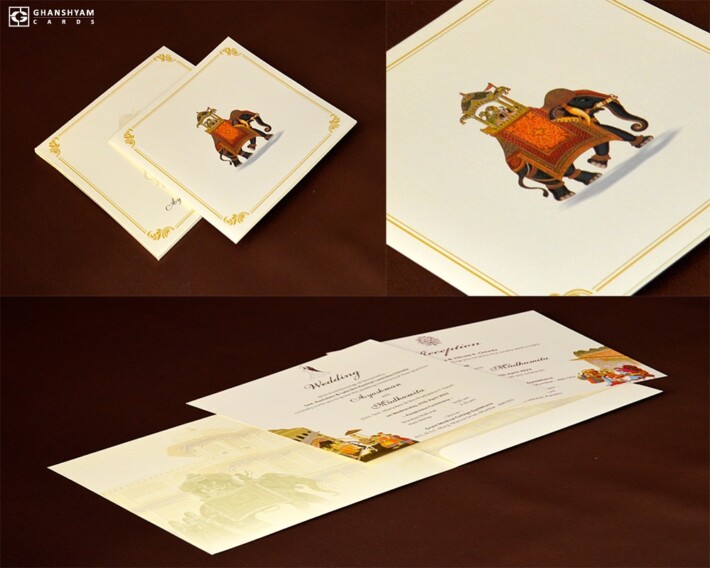 Elephant Theme Budget Wedding Card RN 2540