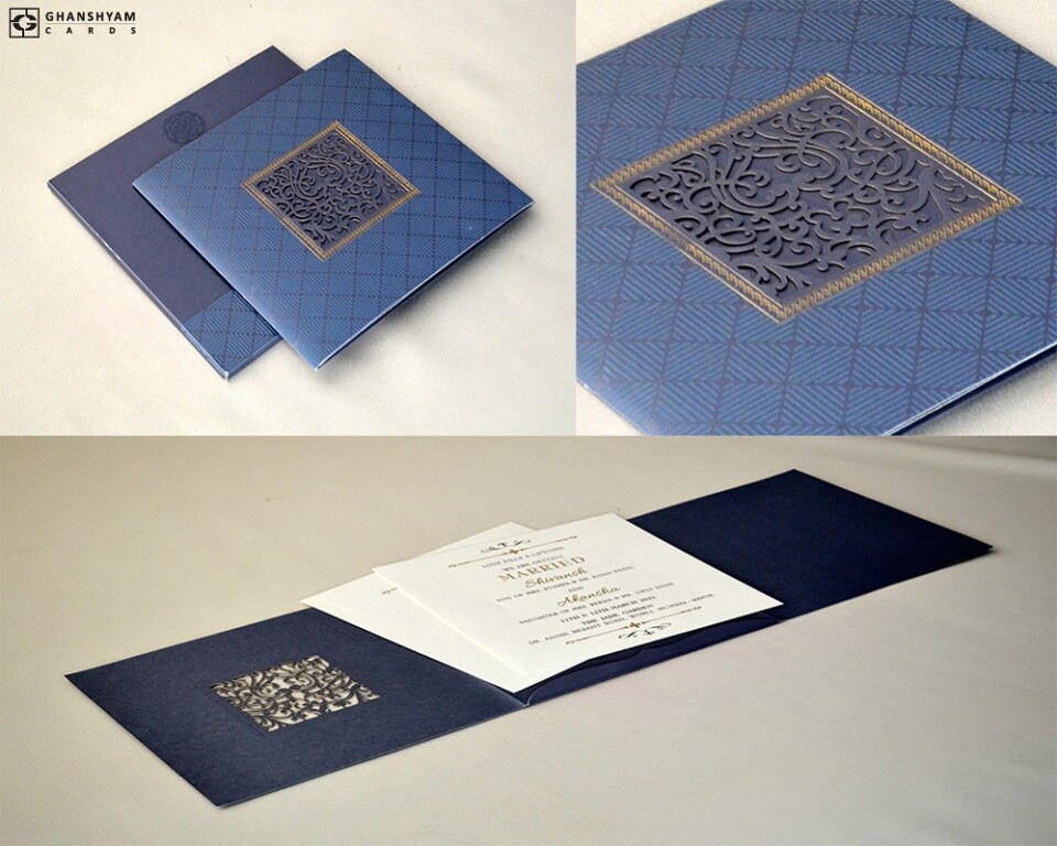 Laser Cut Wedding Card Design RN 2707 GREY