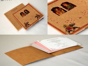 Khakhi Craft Paper Traditional Wedding Card RN 2760