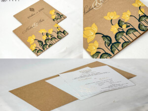 Craft Paper Vintage Lotus Theme Wedding Cards RN 2855 Haldi