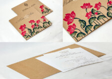 Craft Paper Vintage Lotus Theme Wedding Cards RN 2855 Red