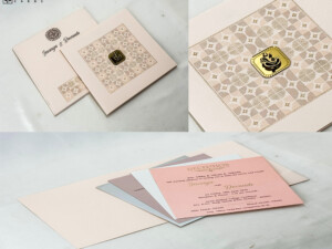 Designer Hindu Wedding Card RN 2922 Peach