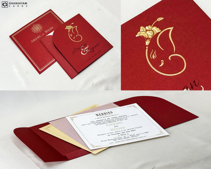 Hindu Wedding Card Design RN 3010 Red