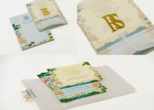 Butter Paper Centre Opening Wedding Card Design RN 3018