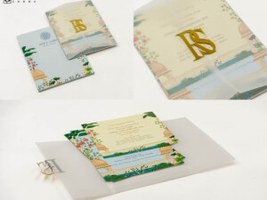 Butter Paper Centre Opening Wedding Card Design RN 3018