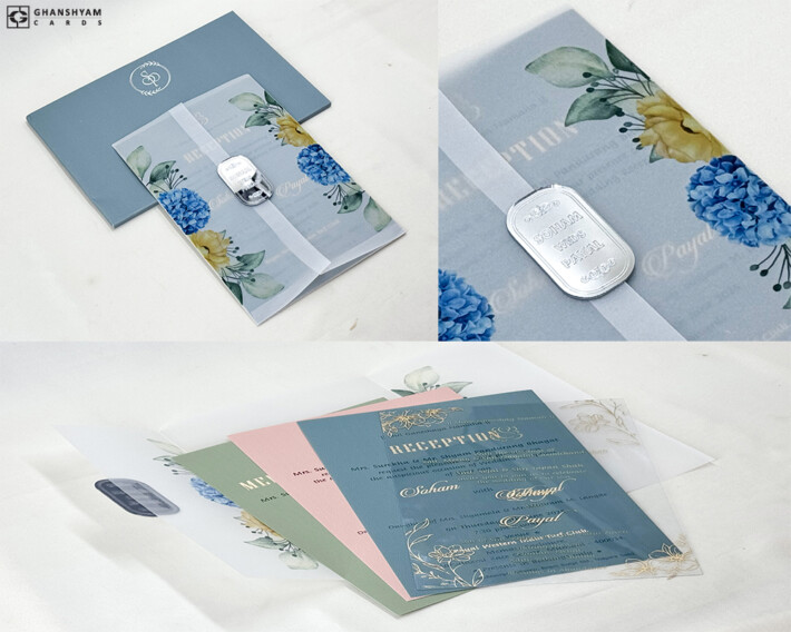 Hydrangea Floral Theme Wedding Card Design RN 3019