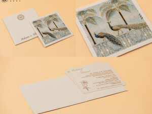 Peacock Theme Small Wedding Card RN 3020