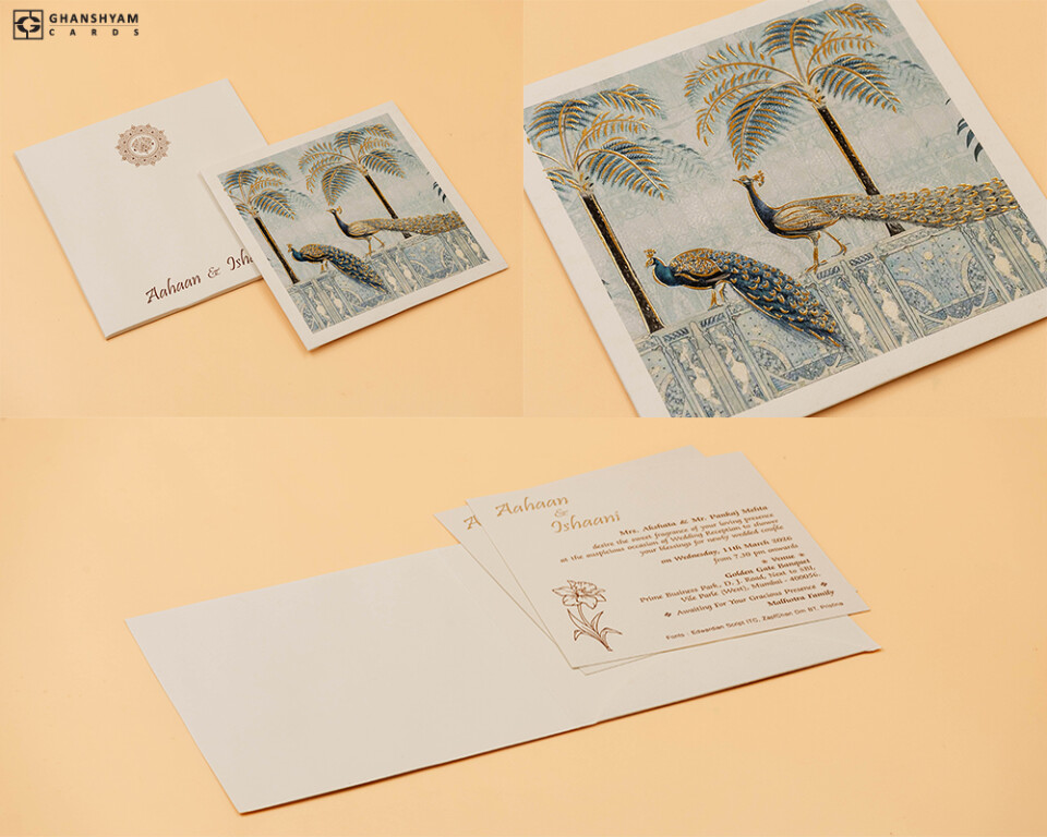 Peacock Theme Small Wedding Card RN 3020