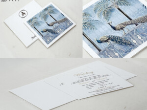 Peacock Theme Budget Wedding Card Design RN 3020