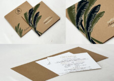 Small Size Banana Leaf Vintage Wedding Card RN 3021