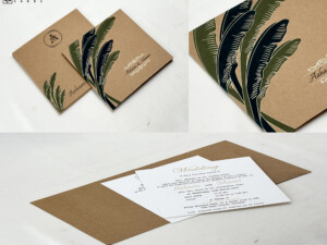 Small Size Banana Leaf Vintage Wedding Card RN 3021