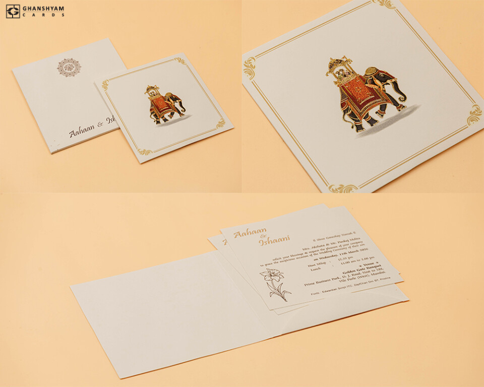 Elephant Theme Small Wedding Card RN 3033
