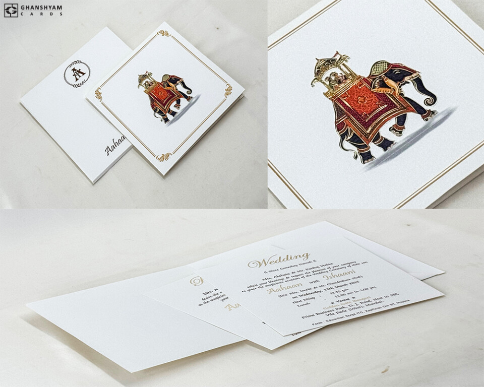 Elephant Theme Budget Wedding Card RN 3033