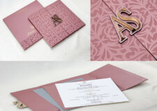 Padded Centre Opening Wedding Card RN 3039 Wine