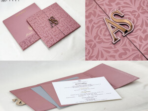 Padded Centre Opening Wedding Card RN 3039 Wine