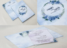 Blue Floral Padded Wedding Card Design RN 3063