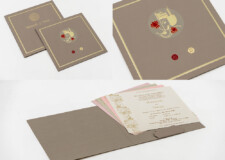 Designer Hindu Ganesh Theme Wedding Card RN 3101 Rust
