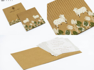 Pichwai Cow Theme Wedding Card RN 3102