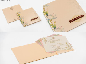 Floral Theme Wedding Card Design RN 3128 PEACH