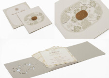 Floral Theme Laser Cut Wedding Card Design RN 3129 BEIGE