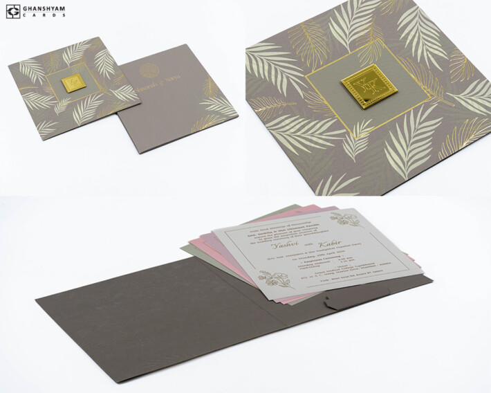 Leaf Theme Wedding Card RN 3132 RUST