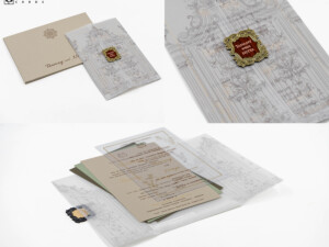 Butter Paper Centre Opening Wedding Card Design RN 3142