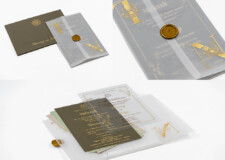 Butter Paper Centre Opening with Wax Seal Wedding Card Design RN 3145