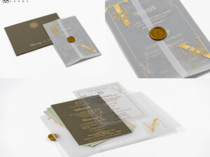 Butter Paper Centre Opening with Wax Seal Wedding Card Design RN 3145