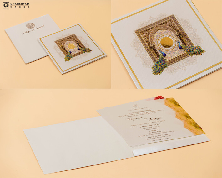 Peacock Theme Wedding Card RN 3176