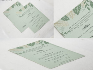 Leaf Theme Engagement OR Anniversary OR Vastupujan Invitation Card RN 613 Pista