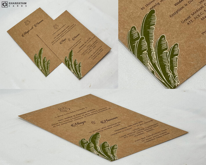 Banana Leaf Theme Engagement OR Anniversary OR Vastupujan Invitation Card RN 623