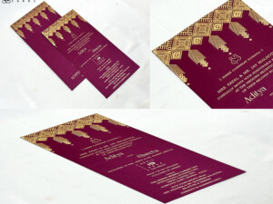 Wine Colour Engagement OR Anniversary Invitation Card RN 713 Wine