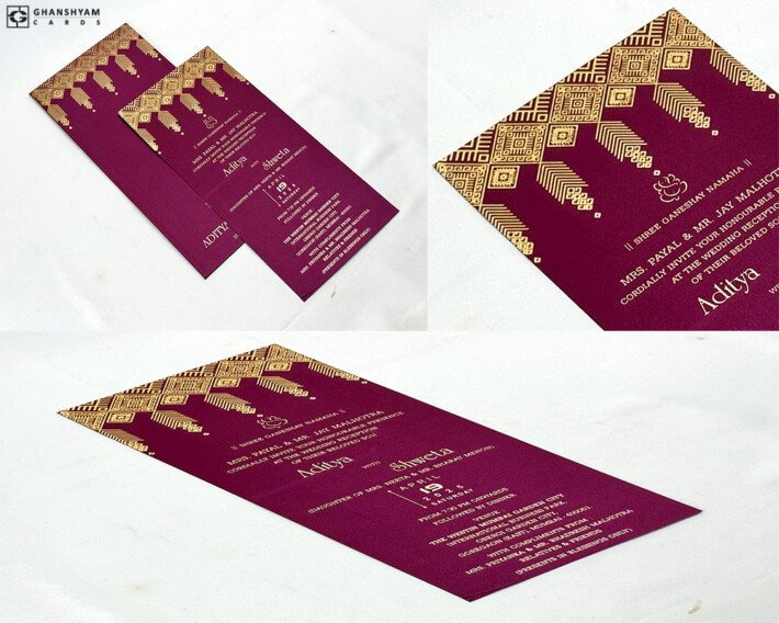 Wine Colour Engagement OR Anniversary Invitation Card RN 713 Wine