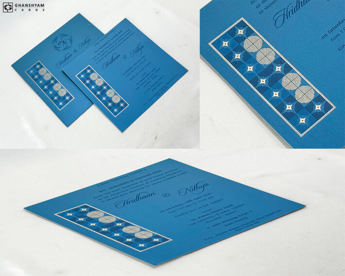 Engagement OR Anniversary OR Vastupujan Invitation Card RN 715 Blue