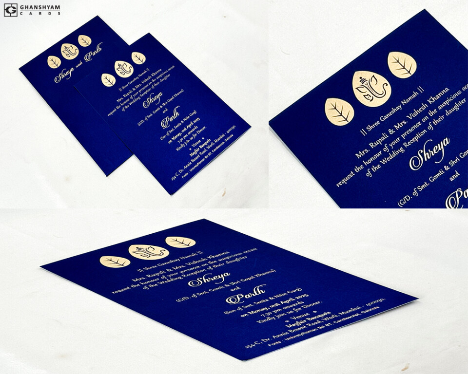 Engagement OR Anniversary OR Vastupujan Invitation Card RN 724 Blue